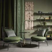 Aurora Paire de fauteuils avec structure en nickel noir et revêtement en tissu Aspen vert